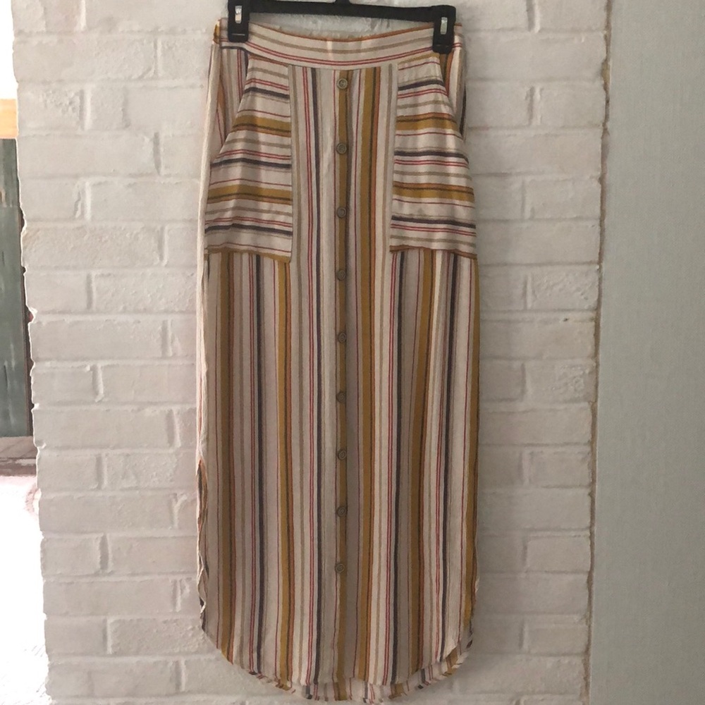 Gold and gray striped skirt